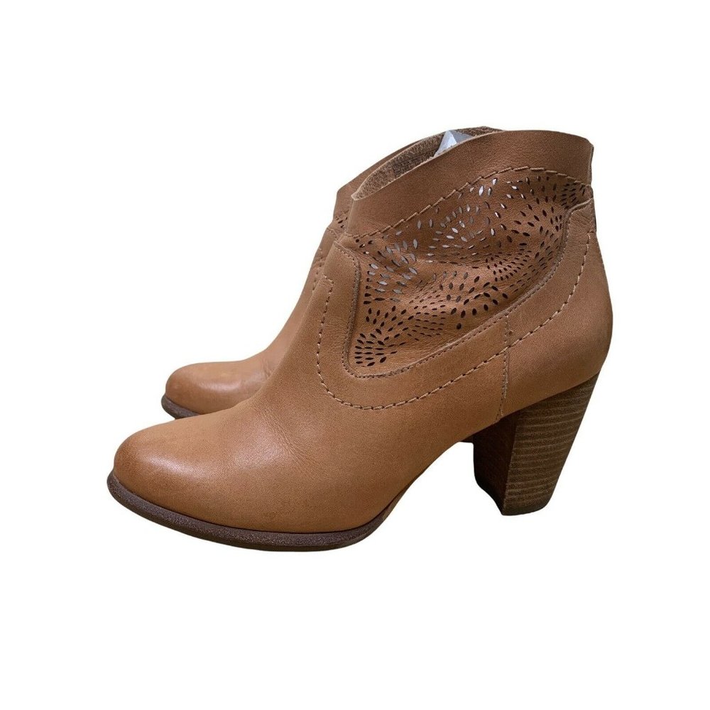 Ugg Charlotte Seaweed Perf Booties Brown Leather Laser Cut Zip US 6 EU37  AU 5.5